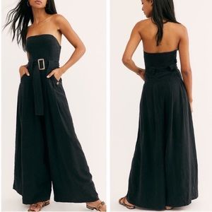 Free People Lucia Black Strapless Jumpsuit